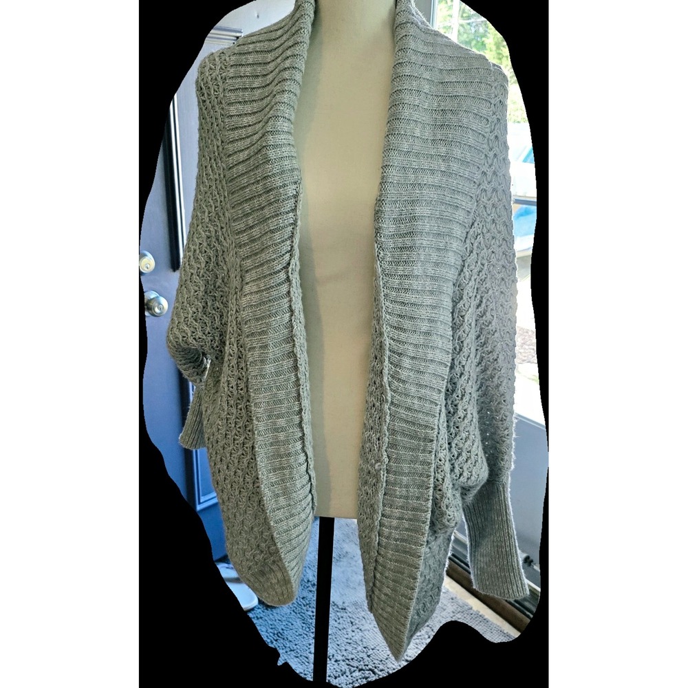 Aéropostale Gray  Shawl Collar Open Front Cardigan Sweater  Medium oversized